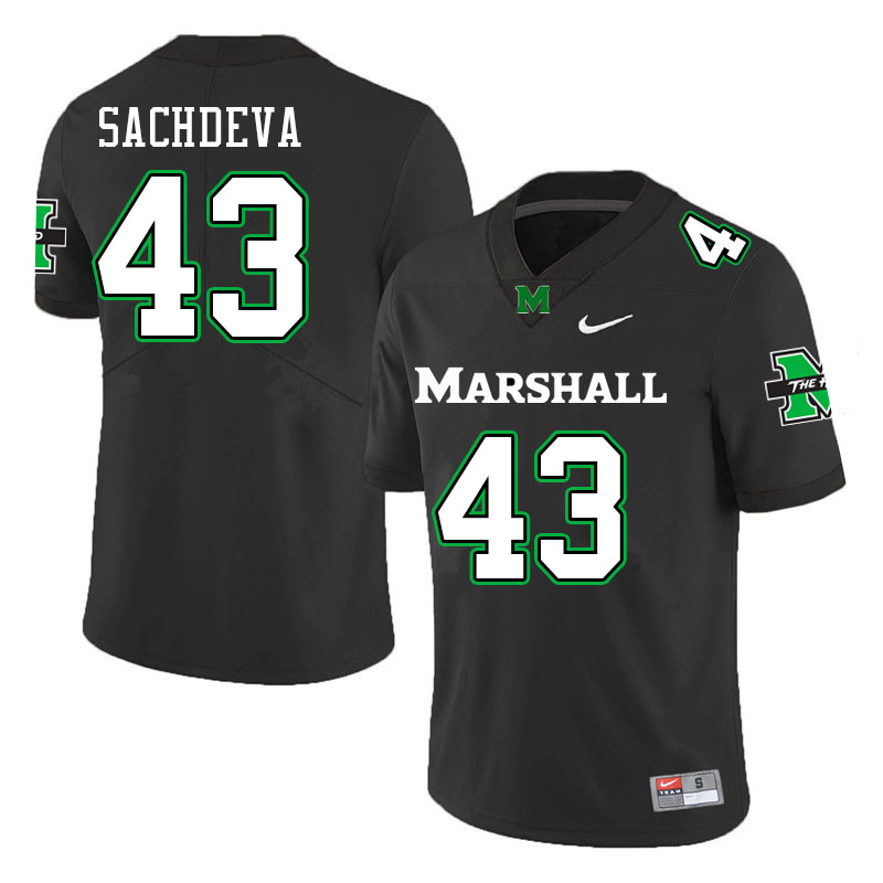 Men #43 Harshan Sachdeva Marshall Thundering Herd College Football Jerseys Stitched Sale-Black - Click Image to Close